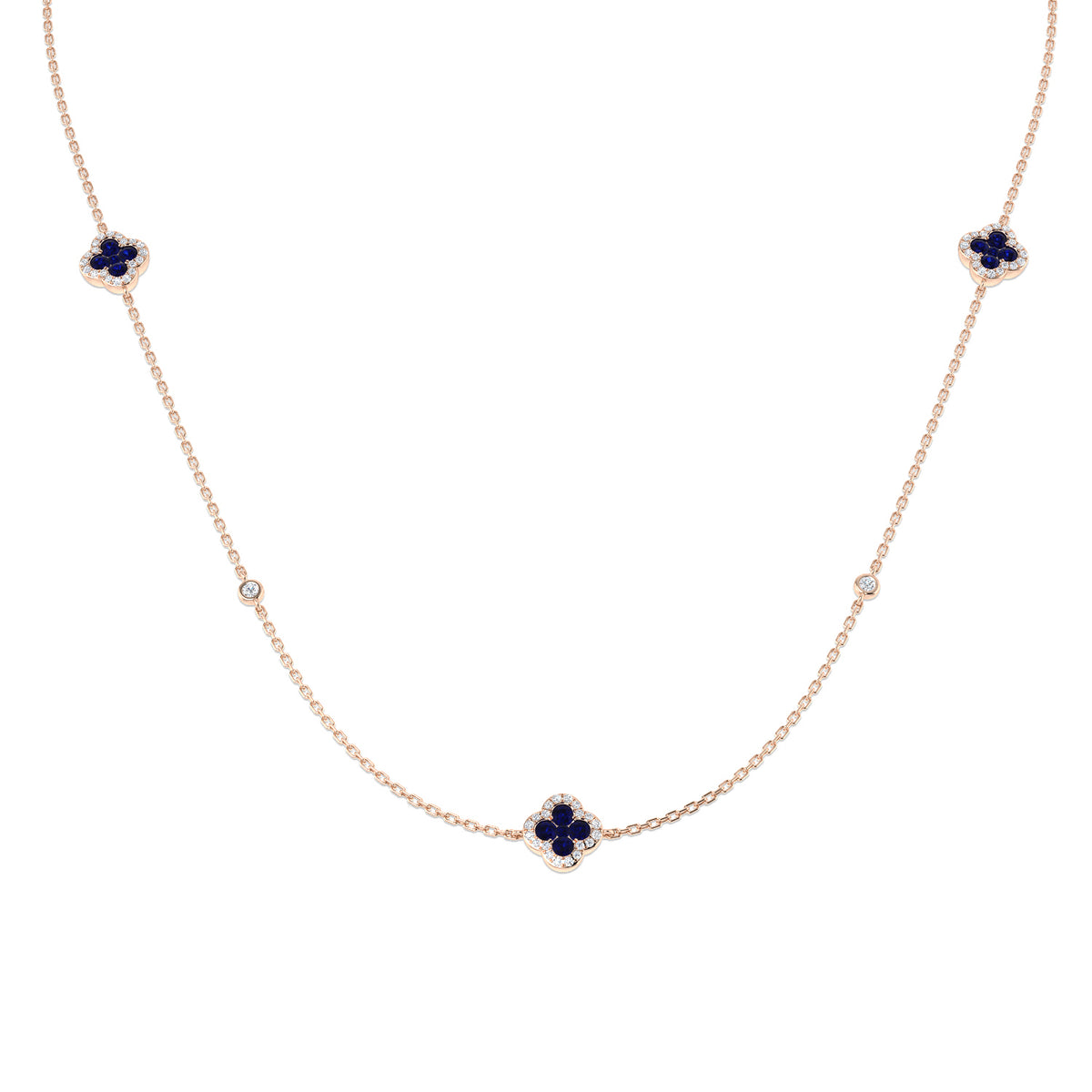 Anour Blue Sapphire Necklace 2.5ct to 3ct Gold Platinum