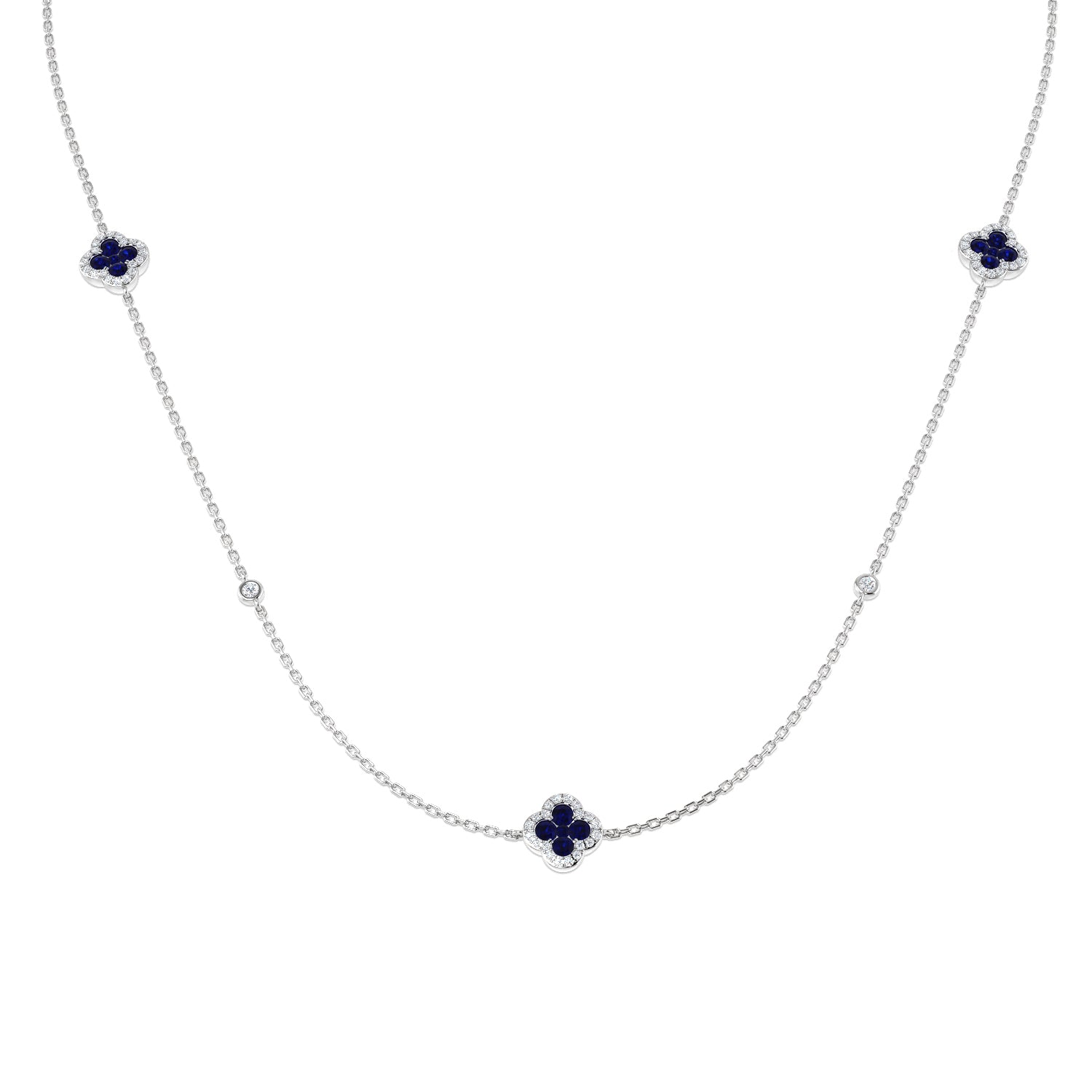 Anour Blue Sapphire Necklace 2.5ct to 3ct Gold Platinum