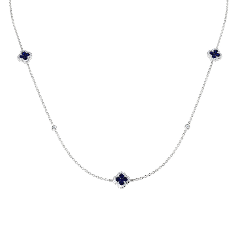 Anour Blue Sapphire Necklace 2.5ct to 3ct Gold Platinum