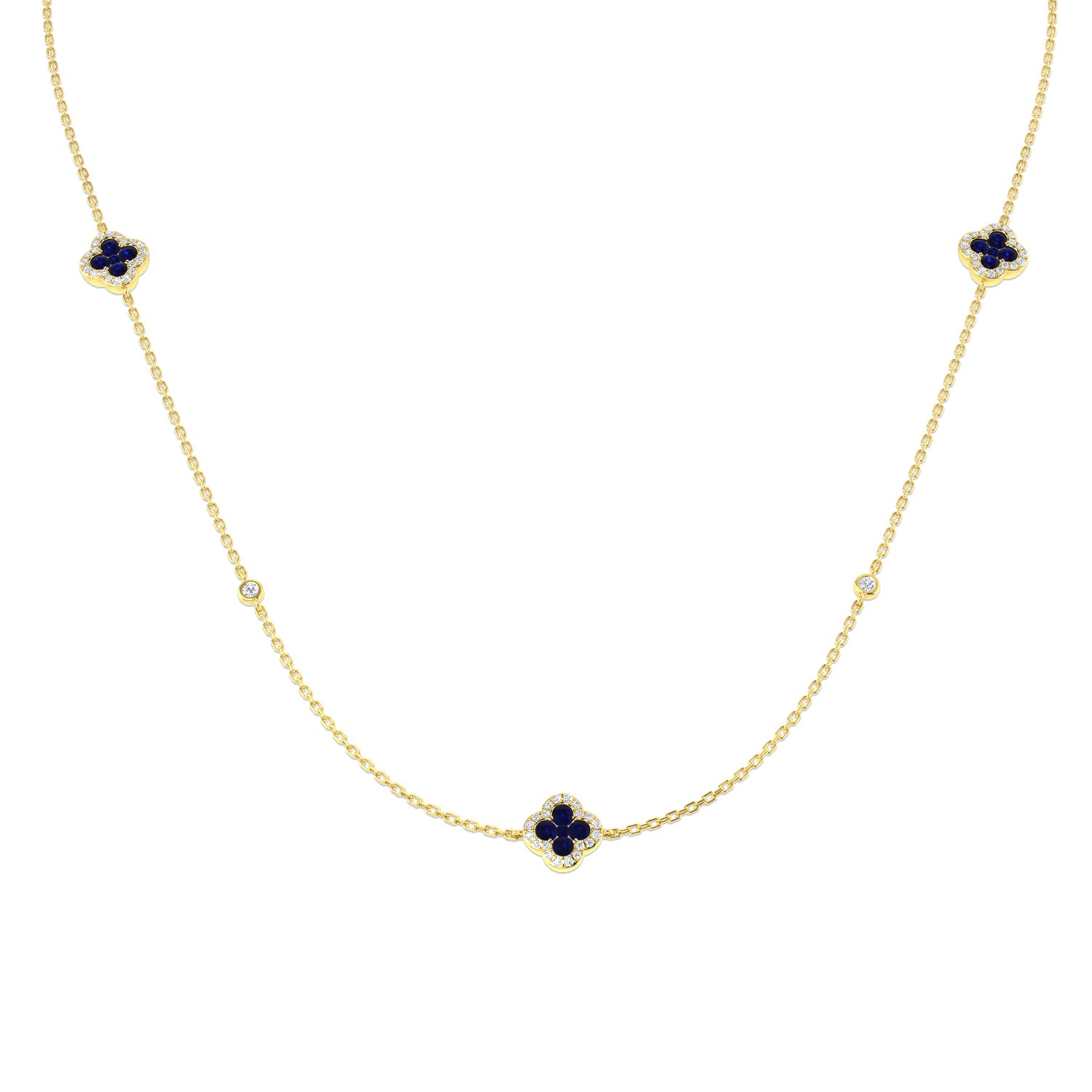 Anour Blue Sapphire Necklace 2.5ct to 3ct Gold Platinum