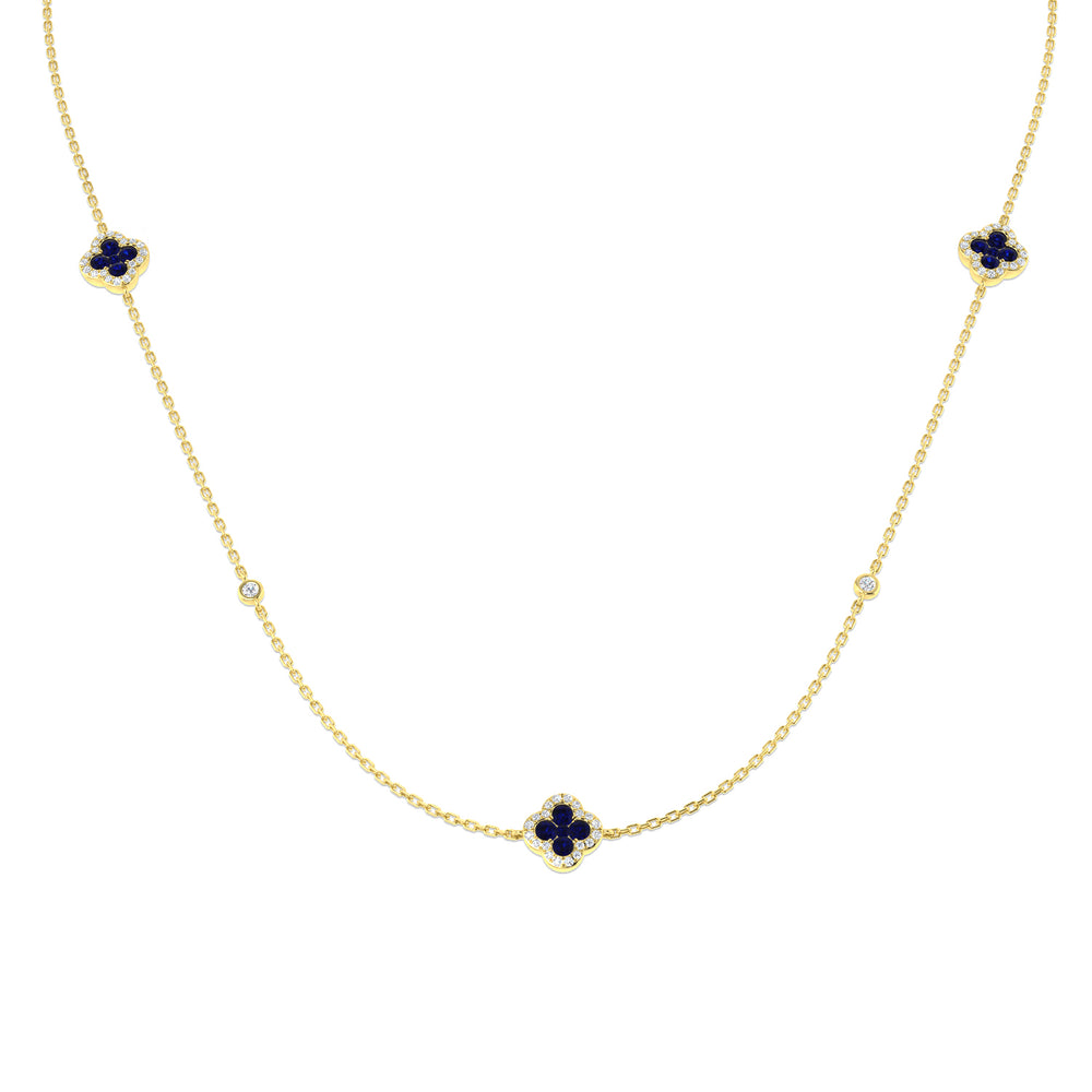 Anour Blue Sapphire Necklace 2.5ct to 3ct Gold Platinum