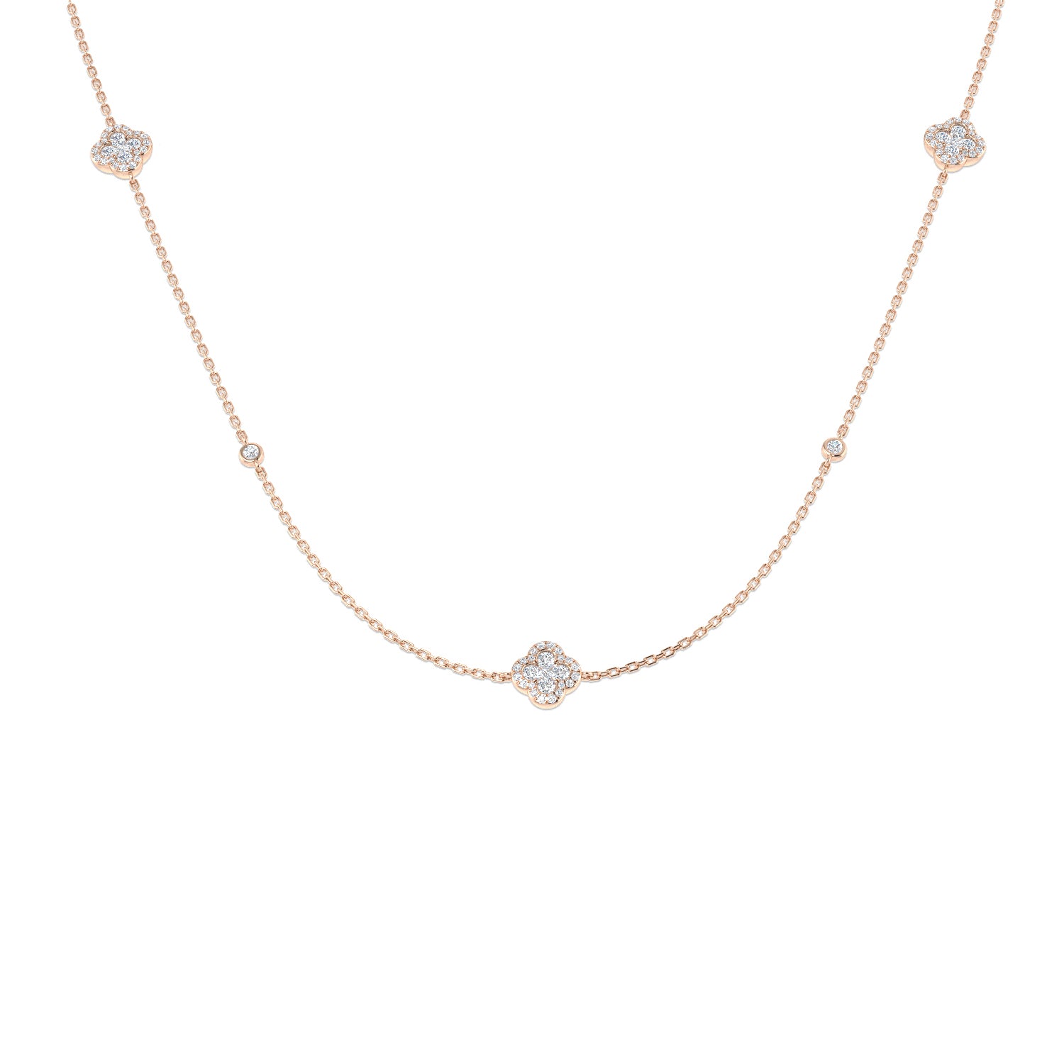 Trevor Diamond Clover Necklace 2ct to 2.5ct Gold Platinum