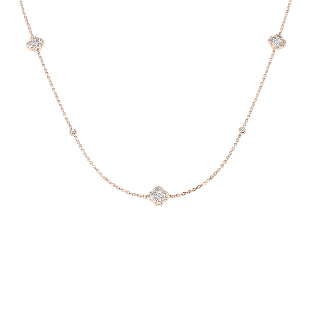 Trevor Diamond Clover Necklace 2ct to 2.5ct Gold Platinum