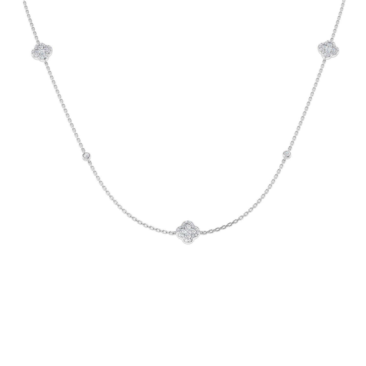 Trevor Diamond Clover Necklace 2ct to 2.5ct Gold Platinum