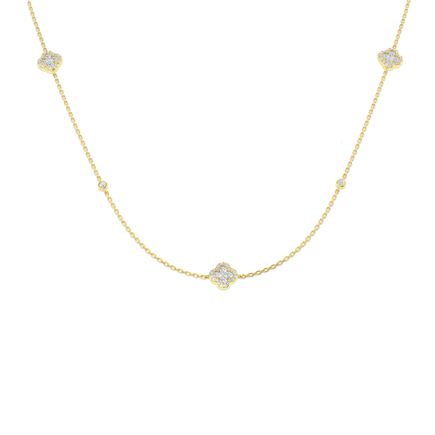 Trevor Diamond Clover Necklace 2ct to 2.5ct Gold Platinum