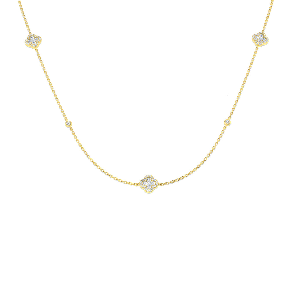 Trevor Diamond Clover Necklace 2ct to 2.5ct Gold Platinum