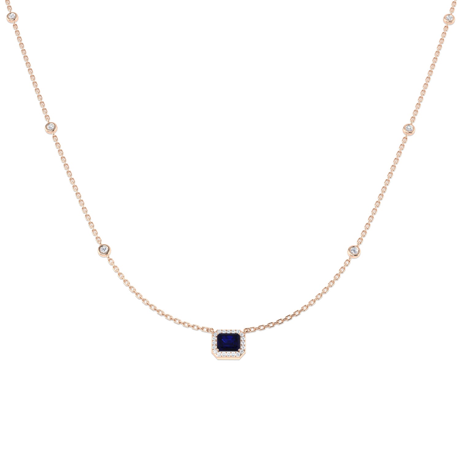 Avian Blue Sapphire Necklace 0.75ct to 1.25ct Gold Platinum