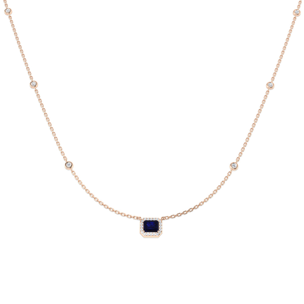 Avian Blue Sapphire Necklace 0.75ct to 1.25ct Gold Platinum