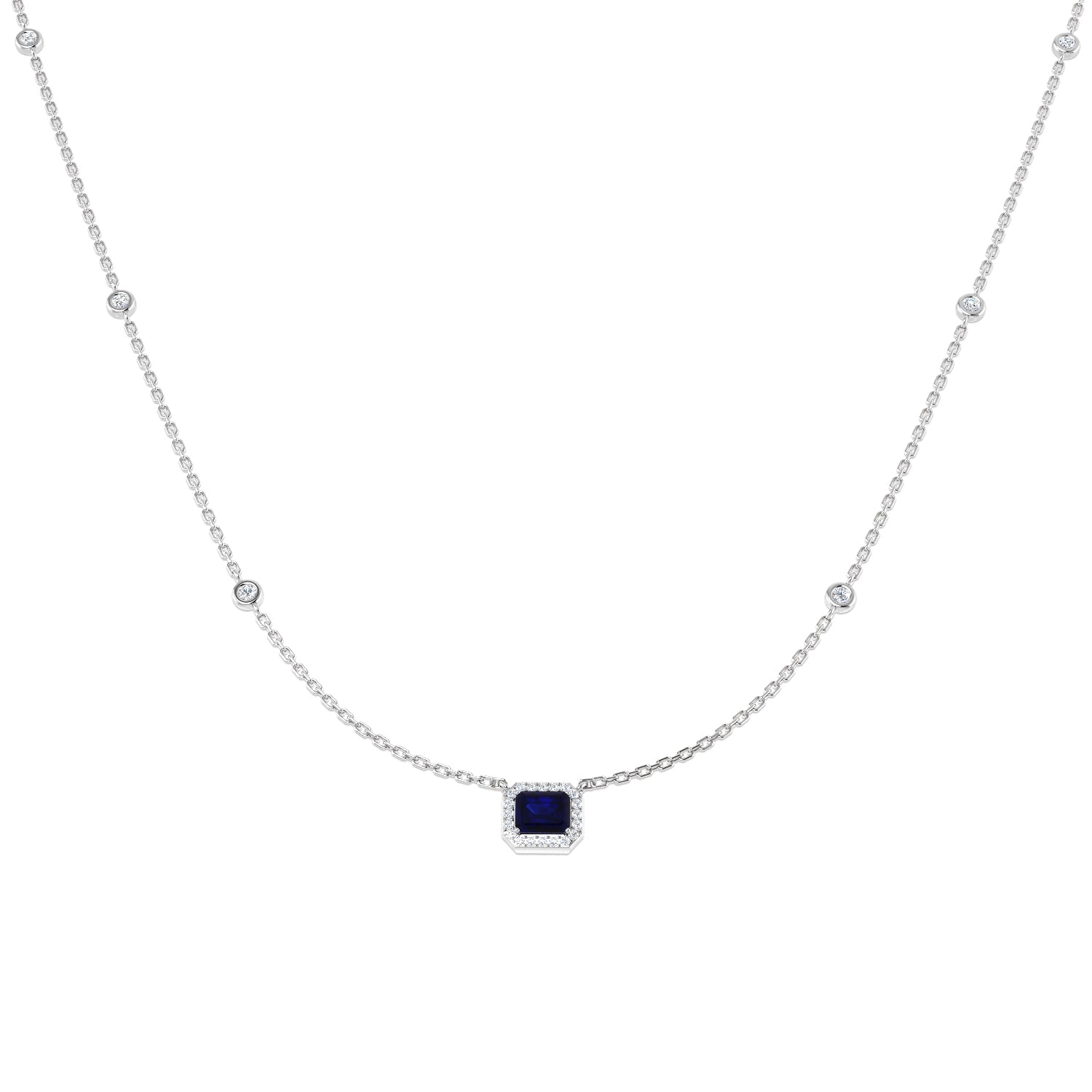 Avian Blue Sapphire Necklace 0.75ct to 1.25ct Gold Platinum