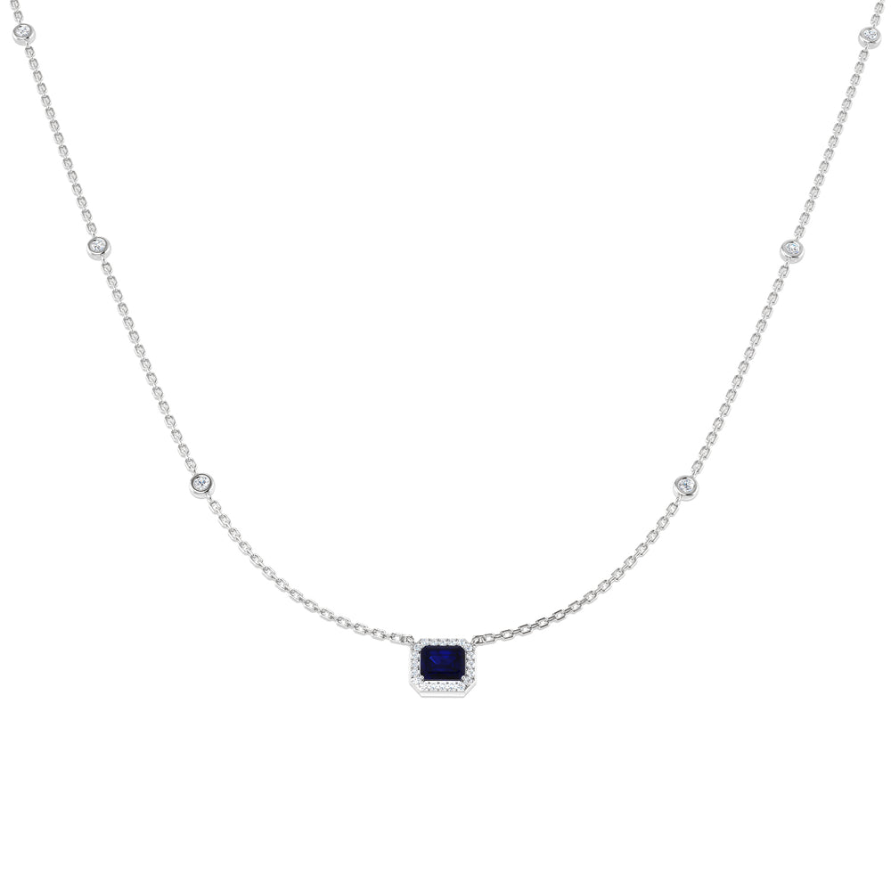 Avian Blue Sapphire Necklace 0.75ct to 1.25ct Gold Platinum