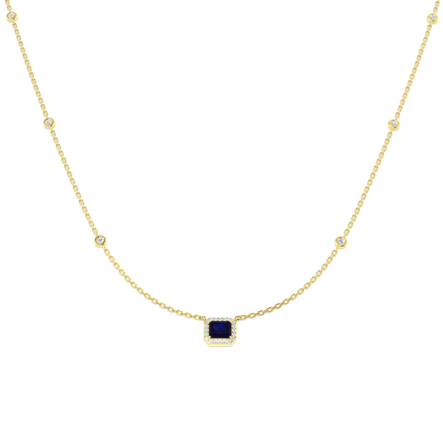 Avian Blue Sapphire Necklace 0.75ct to 1.25ct Gold Platinum