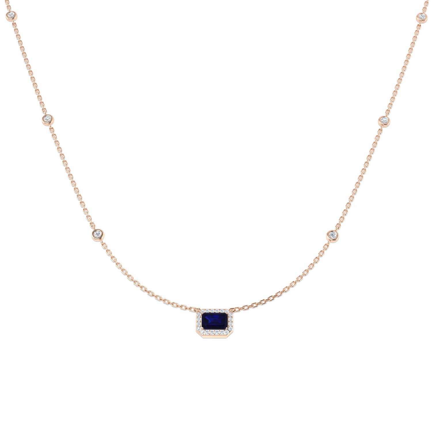 Antre Blue Sapphire Necklace 0.75ct to 1ct Gold Platinum