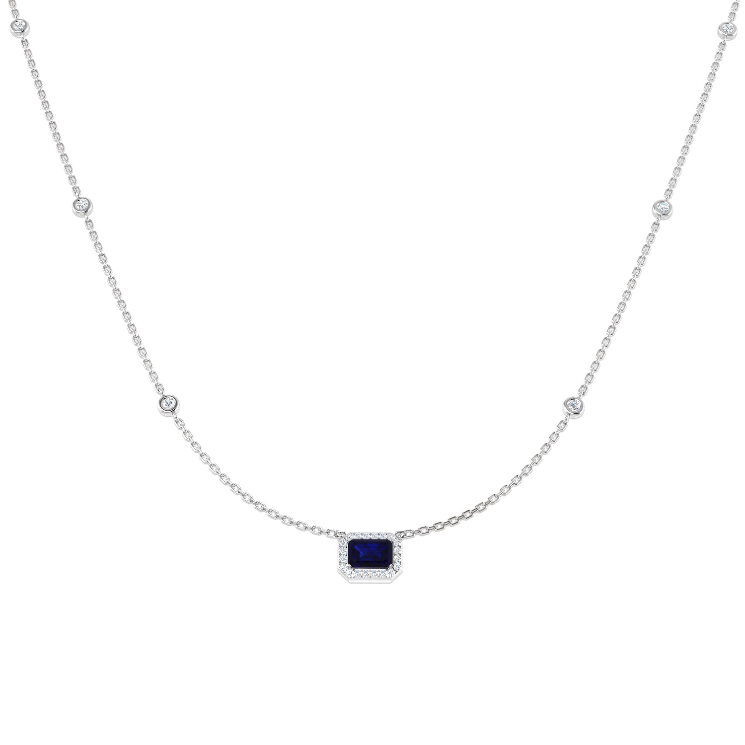 Antre Blue Sapphire Necklace 0.75ct to 1ct Gold Platinum