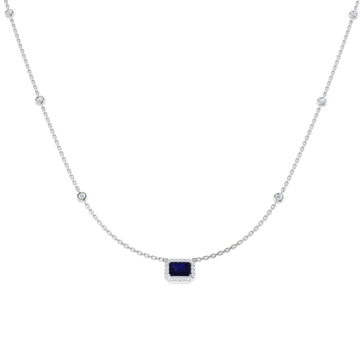 Antre Blue Sapphire Necklace 0.75ct to 1ct Gold Platinum