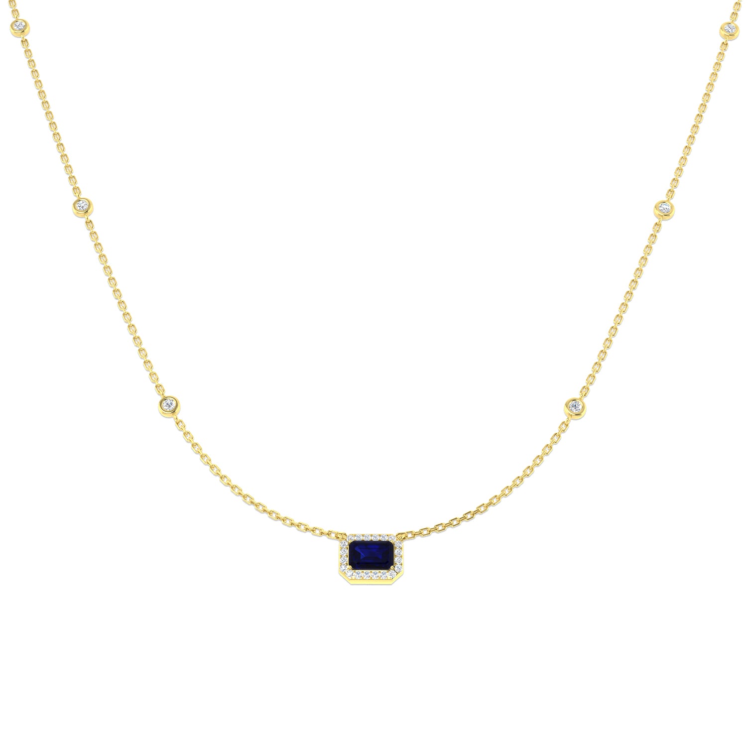 Antre Blue Sapphire Necklace 0.75ct to 1ct Gold Platinum