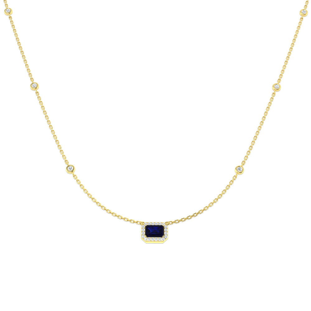Antre Blue Sapphire Necklace 0.75ct to 1ct Gold Platinum