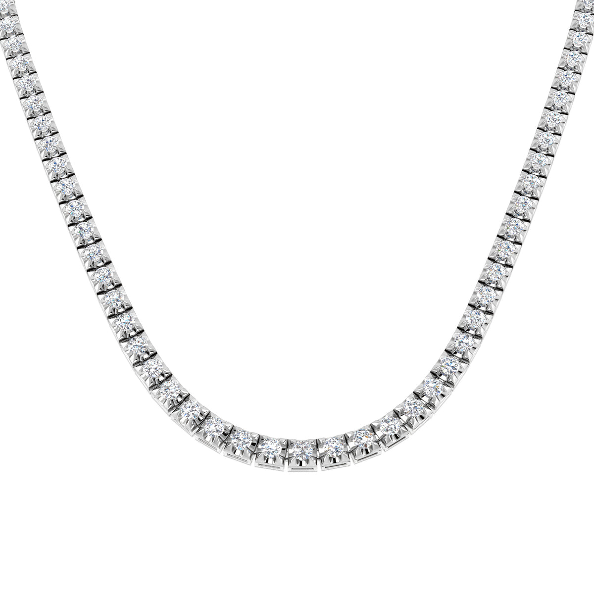 Atoll Diamond Tennis Necklace 2ct to 21ct Gold Platinum