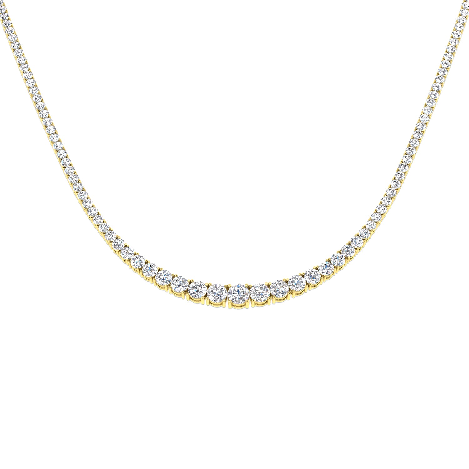 9.9 Carat D-E/VS Lab Grown Diamond Tennis Necklace 9k Yellow Gold Ready To Ship