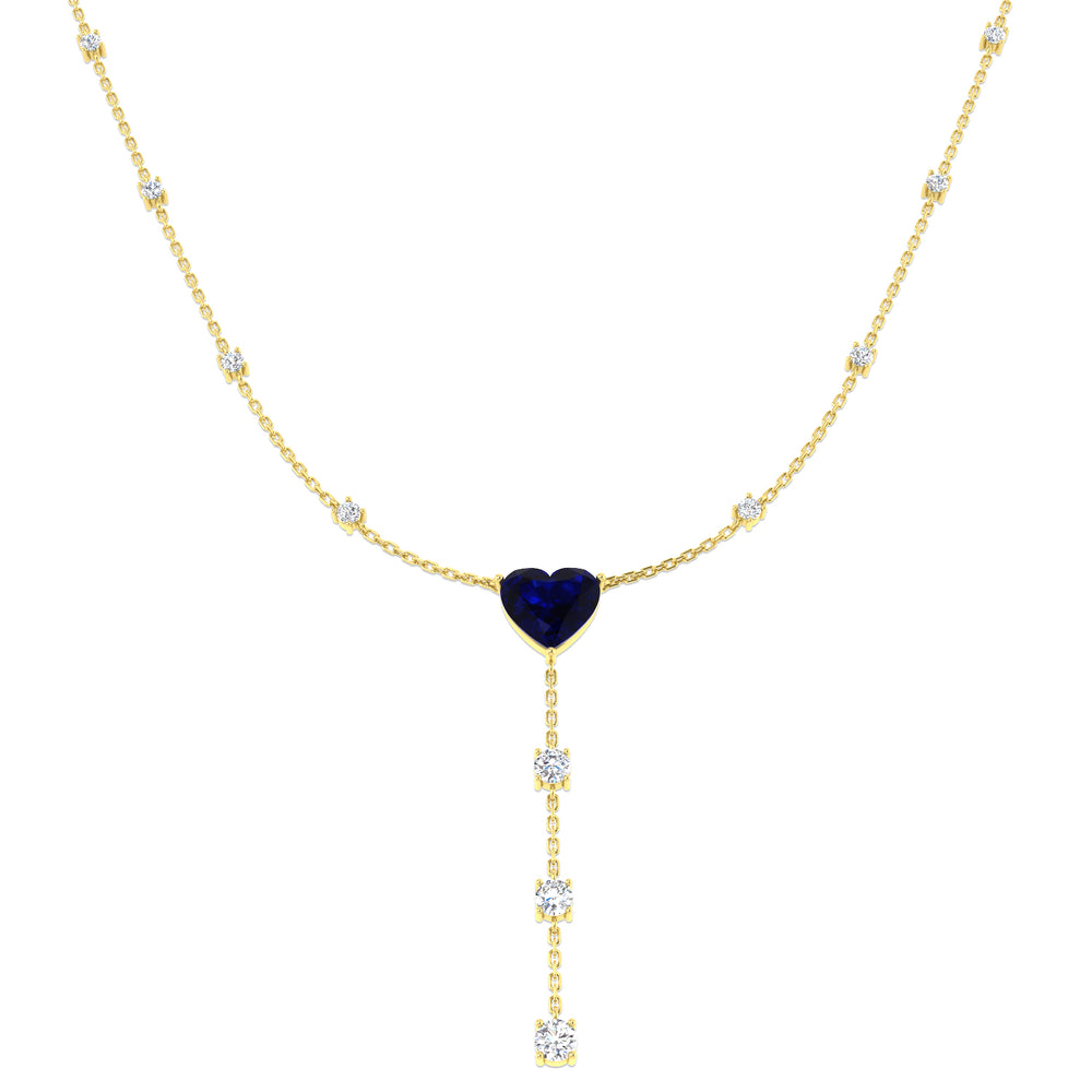 Apron Blue Sapphire Necklace 3.5ct Gold Platinum