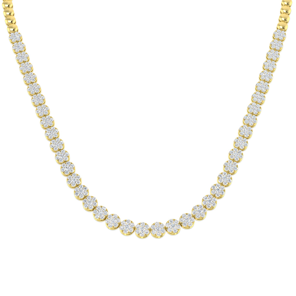 Aquae Cluster Diamond Necklace 5ct to 8ct Gold Platinum