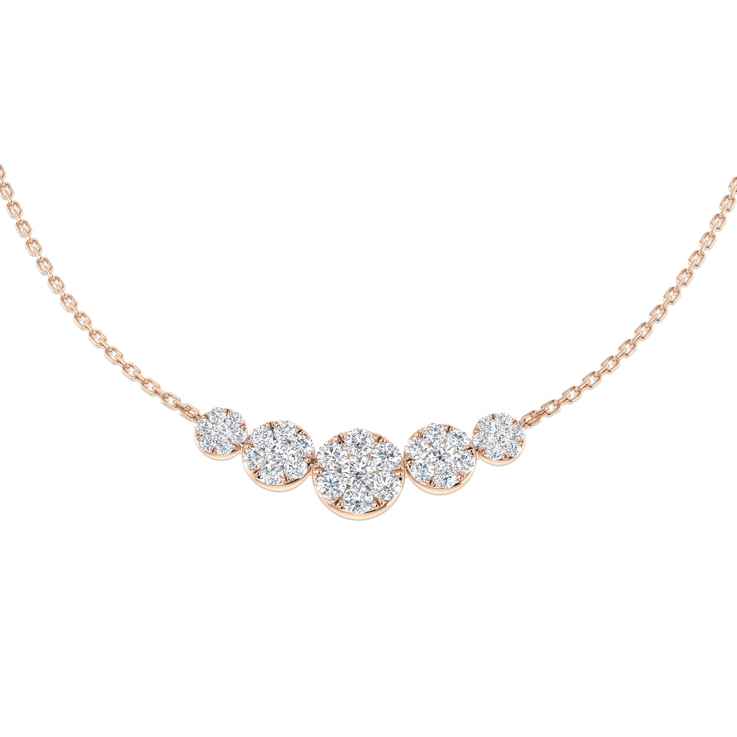 Anvil Cluster Necklace 0.75ct Platinum Gold