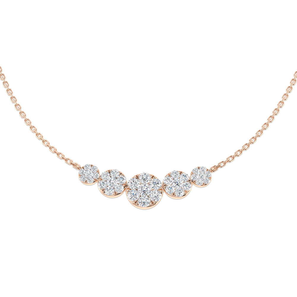 Anvil Cluster Necklace 0.75ct Platinum Gold