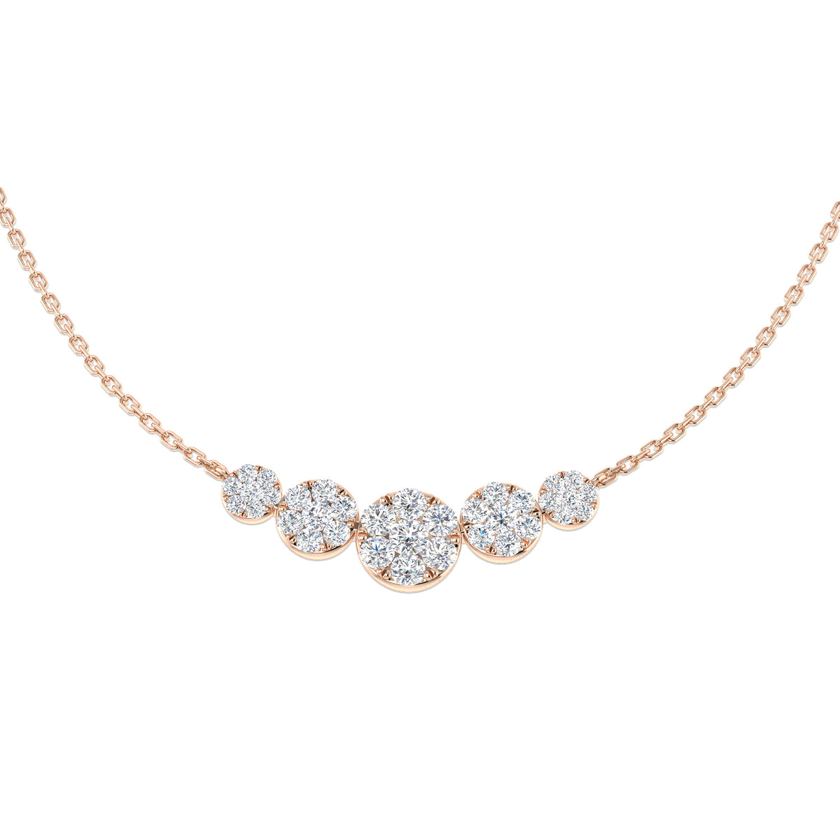 Anvil Cluster Necklace 0.75ct Platinum Gold