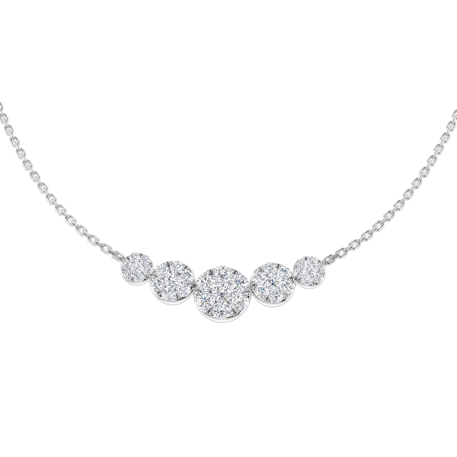Anvil Cluster Necklace 0.75ct Platinum Gold