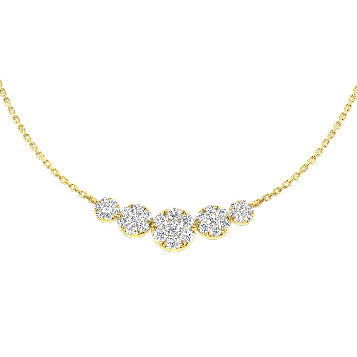 Anvil Cluster Necklace 0.75ct Platinum Gold