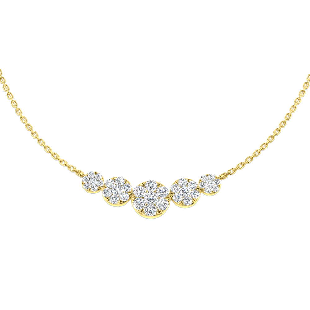 Anvil Cluster Necklace 0.75ct Platinum Gold