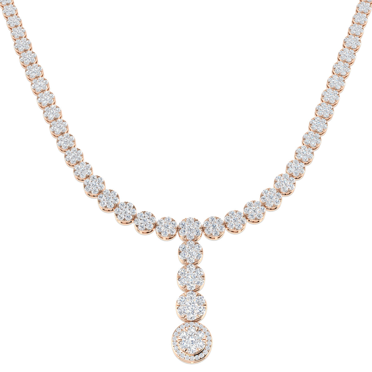 Augur Cluster Necklace 6ct Diamond Gold Platinum