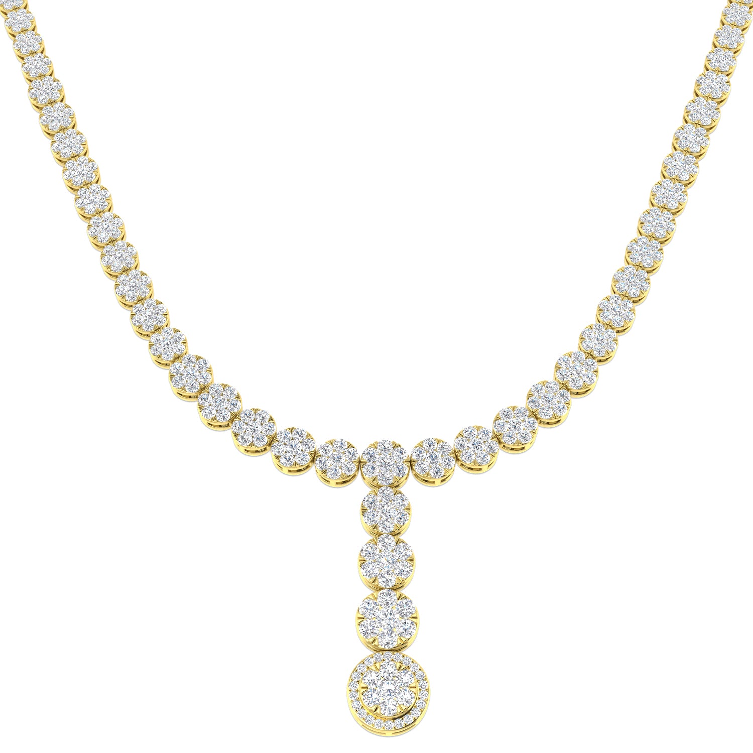 Augur Cluster Necklace 6ct Diamond Gold Platinum