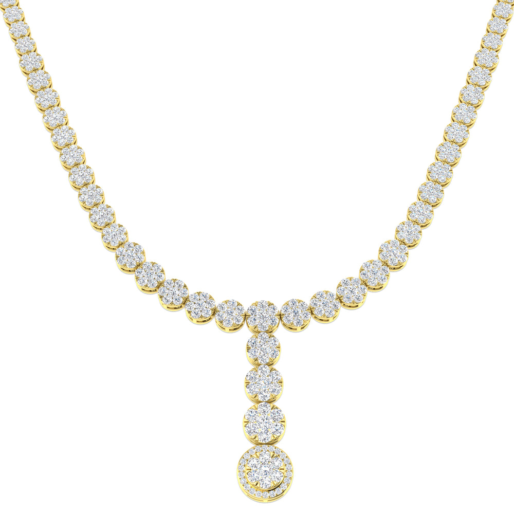 Augur Cluster Necklace 6ct Diamond Gold Platinum