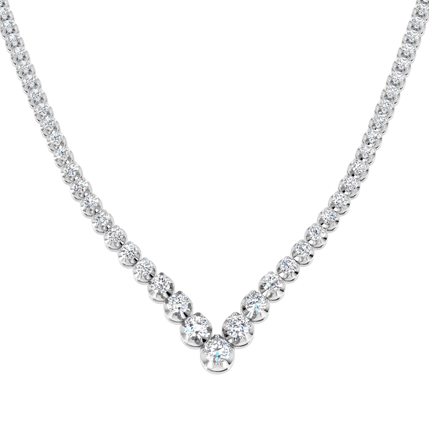 Ashen Diamond Tennis Necklace 8ct Gold Platinum