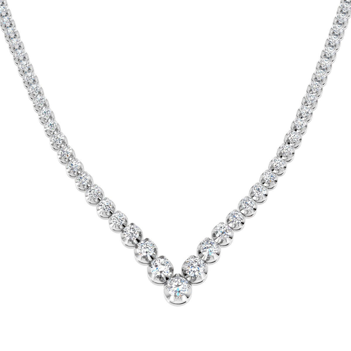 Ashen Diamond Tennis Necklace 8ct Gold Platinum