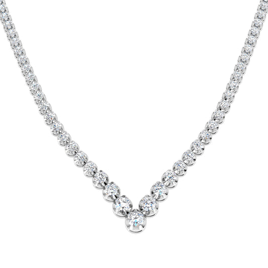 Ashen Diamond Tennis Necklace 8ct Gold Platinum
