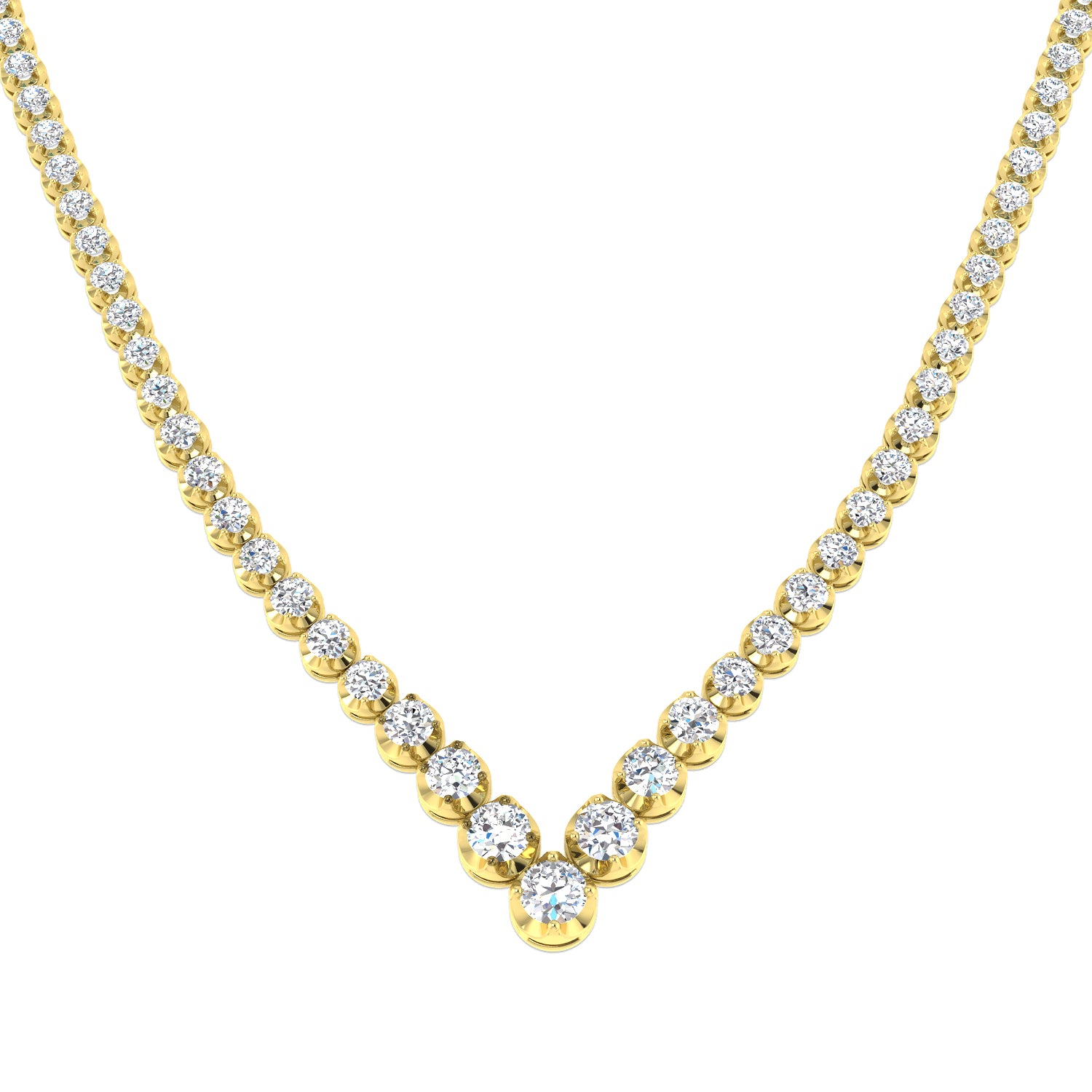 Ashen Diamond Tennis Necklace 8ct Gold Platinum