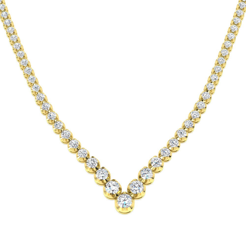 Ashen Diamond Tennis Necklace 8ct Gold Platinum