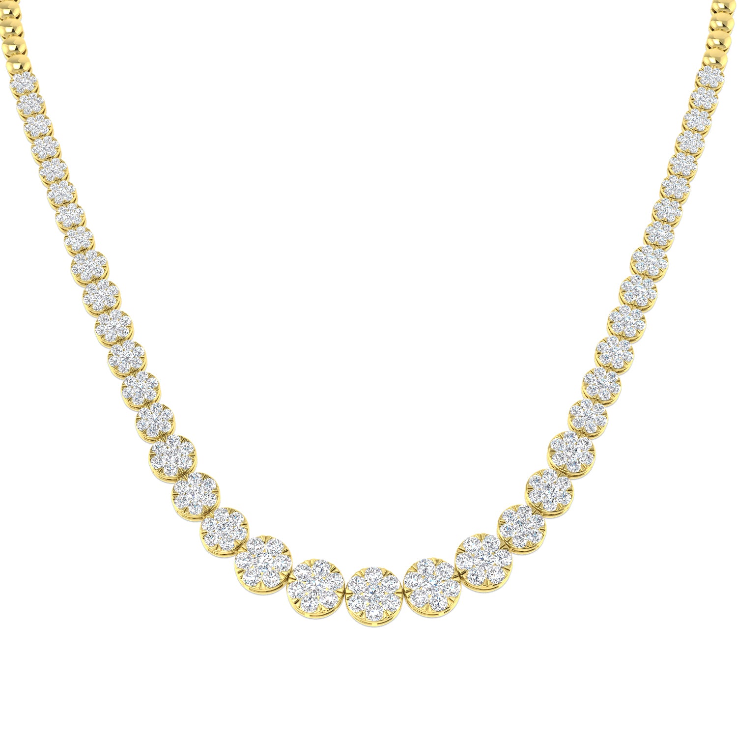 Aquae Cluster Diamond Necklace 5ct to 8ct Gold Platinum