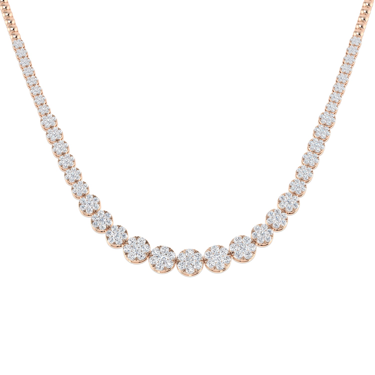 Aquae Cluster Diamond Necklace 5ct to 8ct Gold Platinum