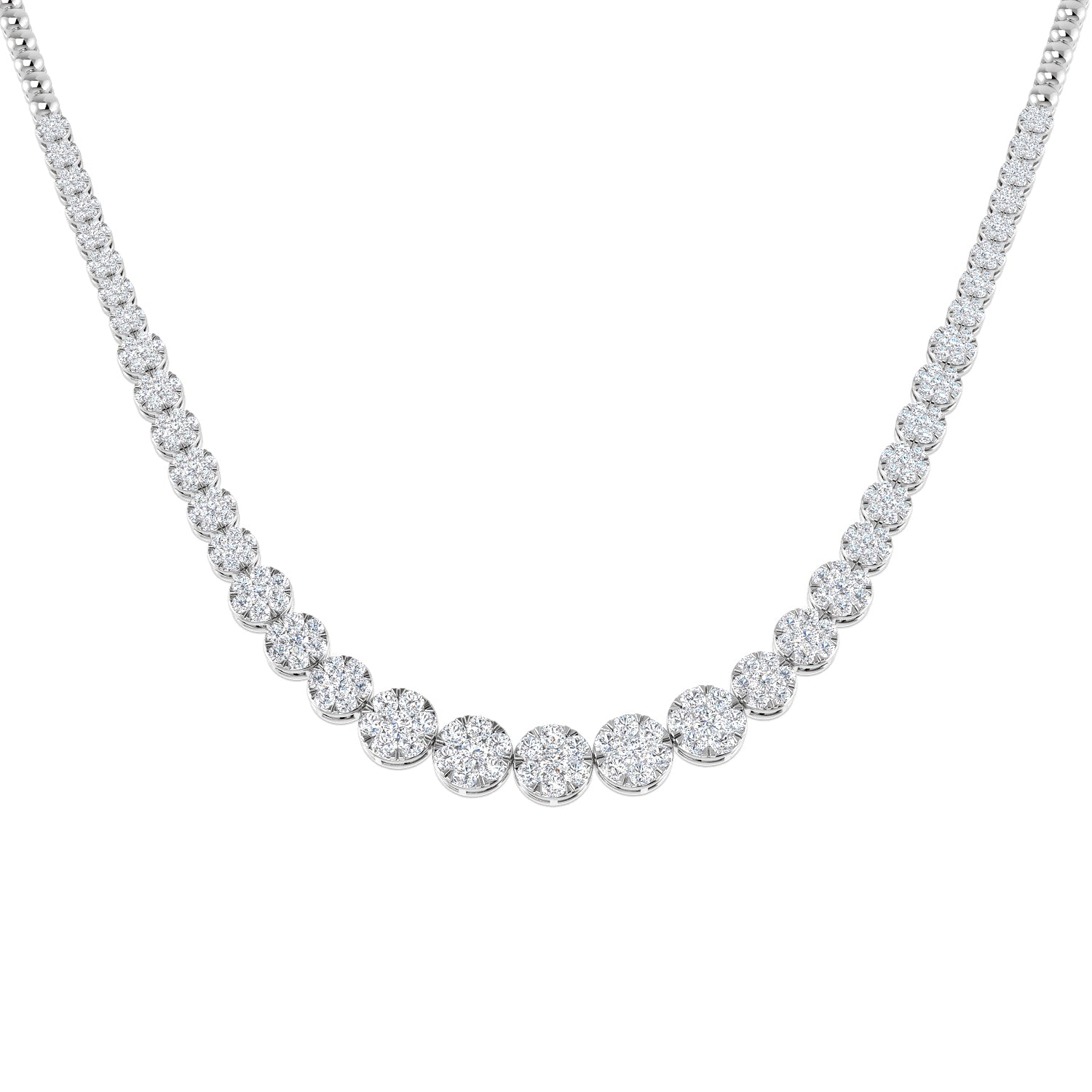 Aquae Cluster Diamond Necklace 5ct to 8ct Gold Platinum