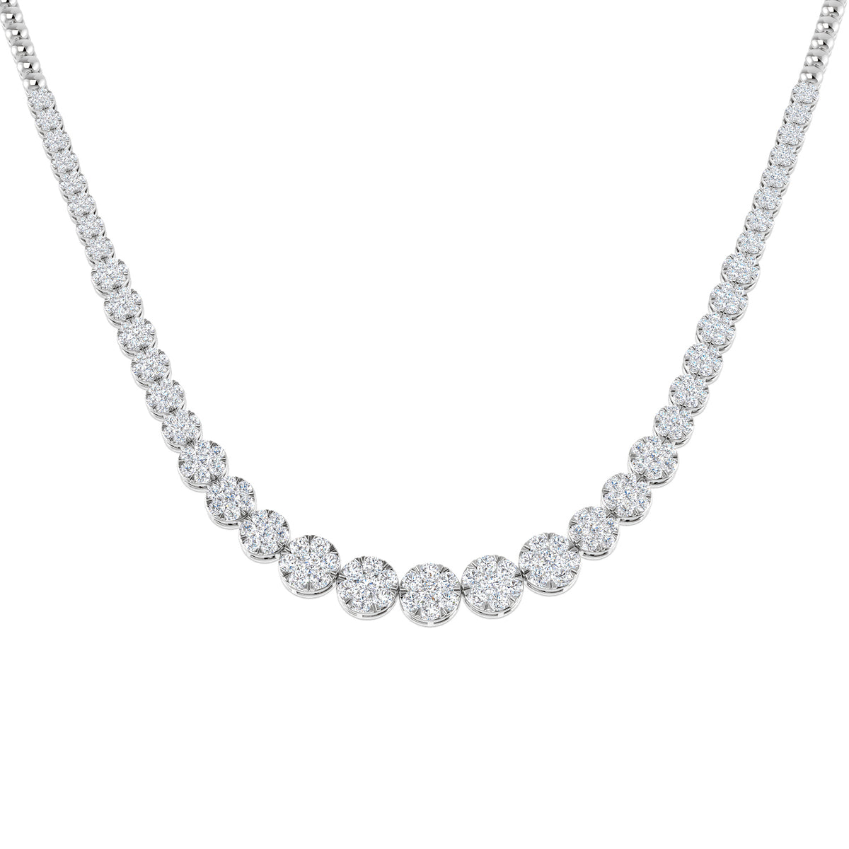 Aquae Cluster Diamond Necklace 5ct to 8ct Gold Platinum