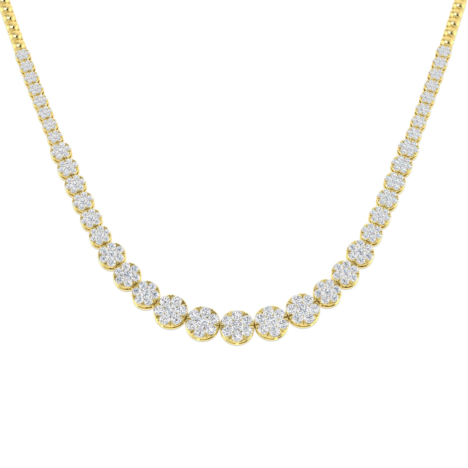 Aquae Cluster Diamond Necklace 5ct to 8ct Gold Platinum
