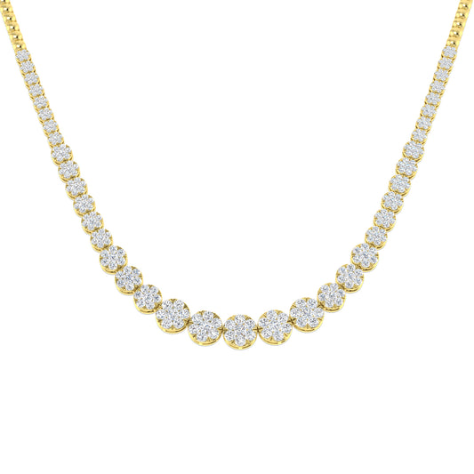 Aquae Cluster Diamond Necklace 5ct to 8ct Gold Platinum