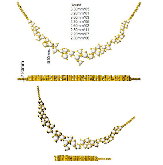 2.6 Carat D-E/VS Lab Grown Diamond Fancy Necklace 9k Yellow Gold Ready To Ship
