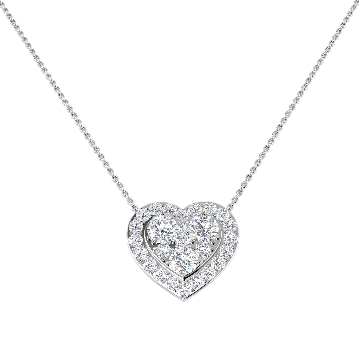 1.7 Carat D-E/VS Lab Grown Diamond Heart Necklace 9k White Gold Ready To Ship