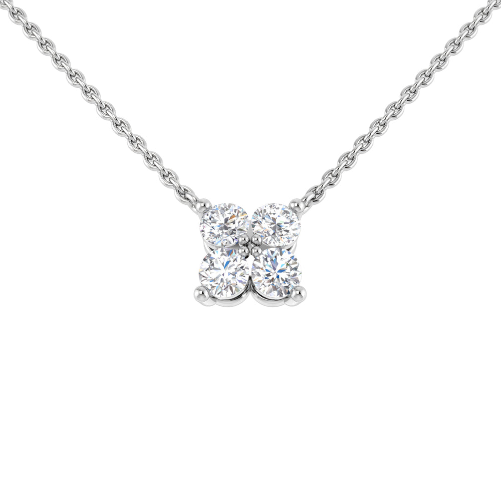 Axile Diamond Cluster Necklace 0.33ct Platinum Gold