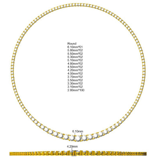 19.9 Carat D-E/VS Lab Grown Diamond Tennis Necklace 9k White Gold Ready To Ship