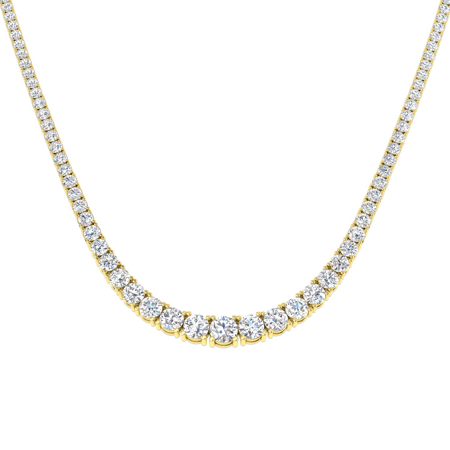 19.9 Carat D-E/VS Lab Grown Diamond Tennis Necklace 9k Yellow Gold Ready To Ship