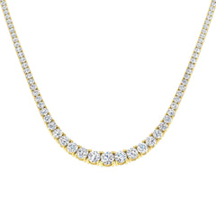 19.9 Carat D-E/VS Lab Grown Diamond Tennis Necklace 9k Yellow Gold Ready To Ship